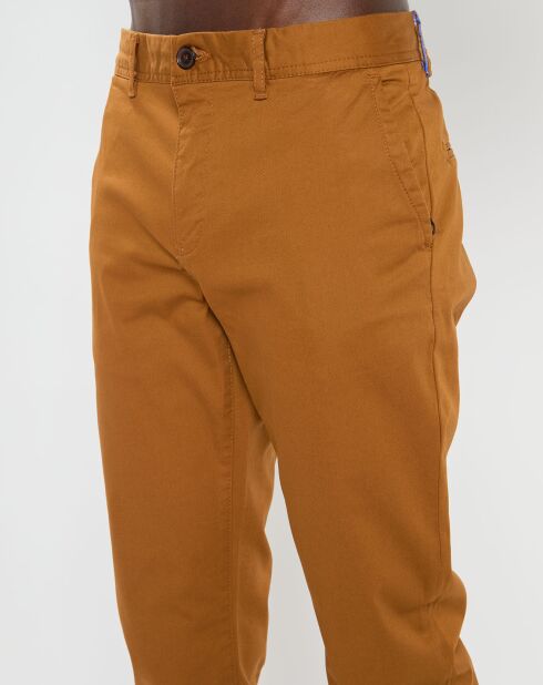 Pantalon Chino Super Slim Fit en Coton Bio mélangé Stretch camel