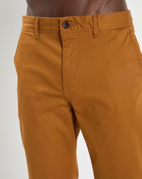 Pantalon Chino Super Slim Fit en Coton Bio mélangé Stretch camel