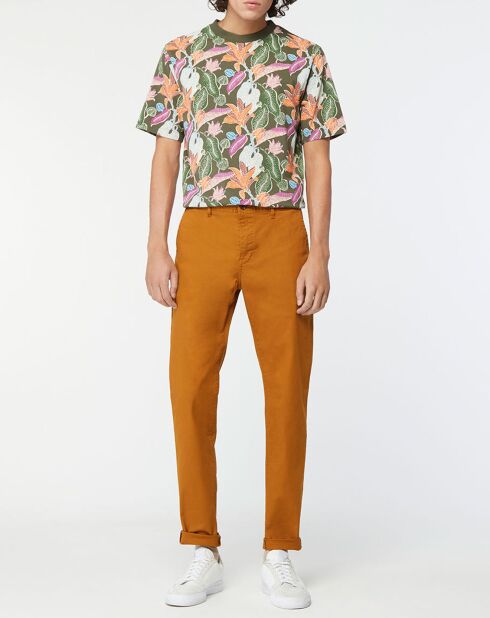Pantalon Chino Super Slim Fit en Coton Bio mélangé Stretch camel