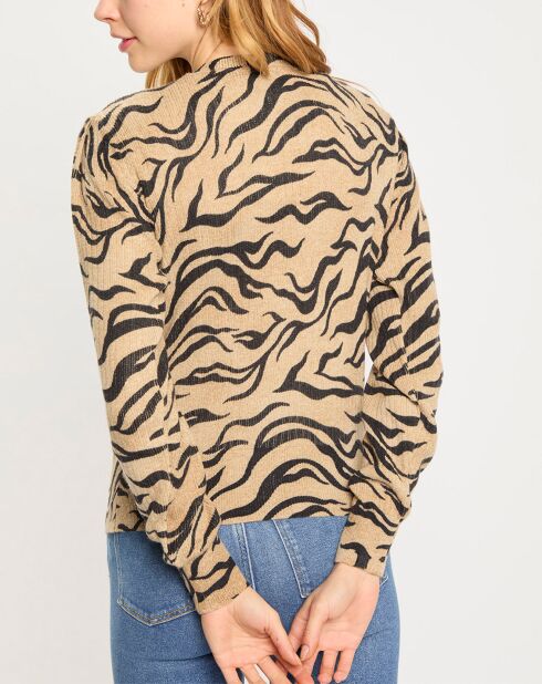 Cardigan en Laine mélangée beige/noir