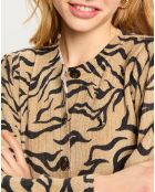Cardigan en Laine mélangée beige/noir