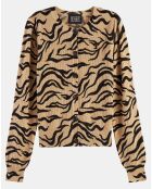 Cardigan en Laine mélangée beige/noir