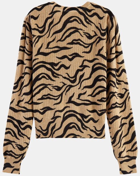 Cardigan en Laine mélangée beige/noir