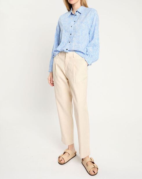 Chemise en Coton Bio mélangé Regular Fit bleu/blanc