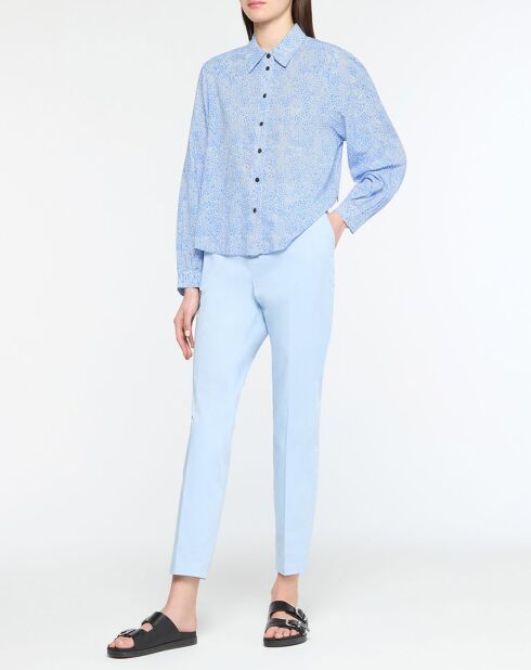 Chemise en Coton Bio mélangé Regular Fit bleu/blanc