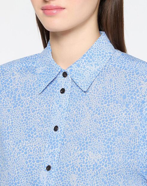 Chemise en Coton Bio mélangé Regular Fit bleu/blanc