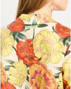 Chemise 100% Lin ample à imprimé Hawaïen multicolore