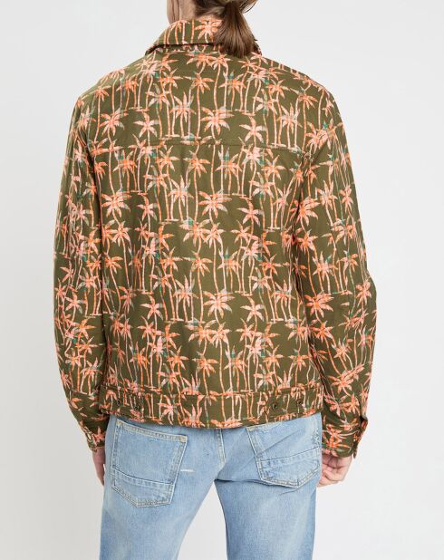Veste Trucker imprimée kaki/orange