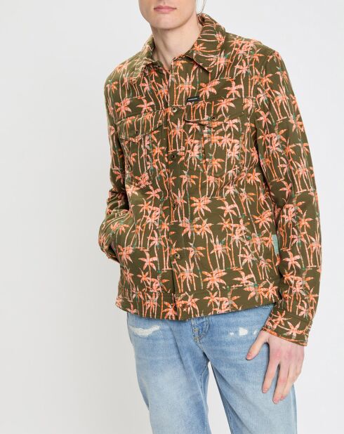 Veste Trucker imprimée kaki/orange