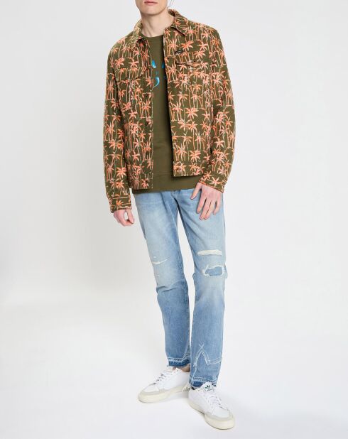 Veste Trucker imprimée kaki/orange