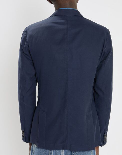 Blazer en Lin mélangé Slim Fit bleu marine