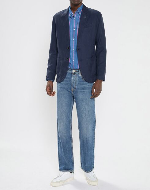 Blazer en Lin mélangé Slim Fit bleu marine