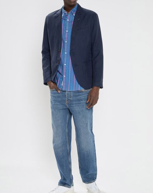 Blazer en Lin mélangé Slim Fit bleu marine