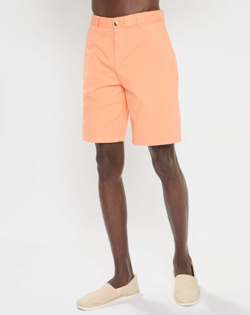 Stuart Regular Fit Stuart lichtoranje korte broek van biologische katoenmix
