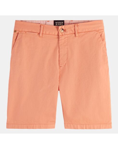Stuart Regular Fit Stuart lichtoranje korte broek van biologische katoenmix