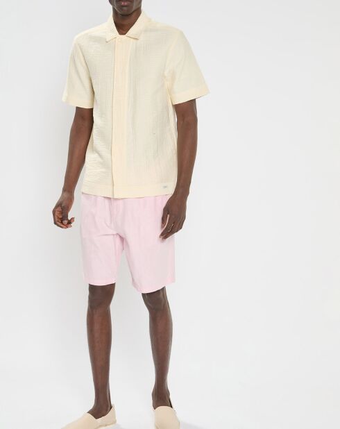 Short en Coton Bio & Lin Regular Fit Fave rose clair