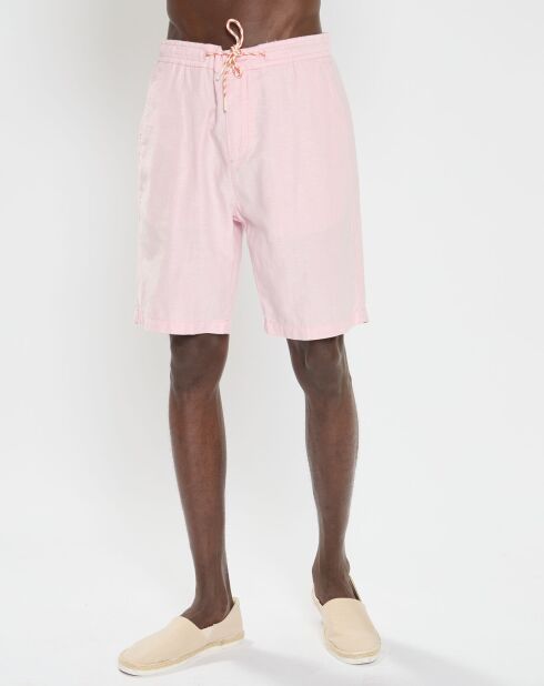 Short en Coton Bio & Lin Regular Fit Fave rose clair