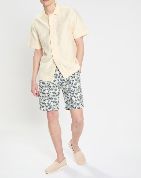 Regular-Fit-Shorts mit Stuart-Palmenmuster in Weiß/Blau