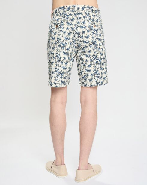 Regular-Fit-Shorts mit Stuart-Palmenmuster in Weiß/Blau