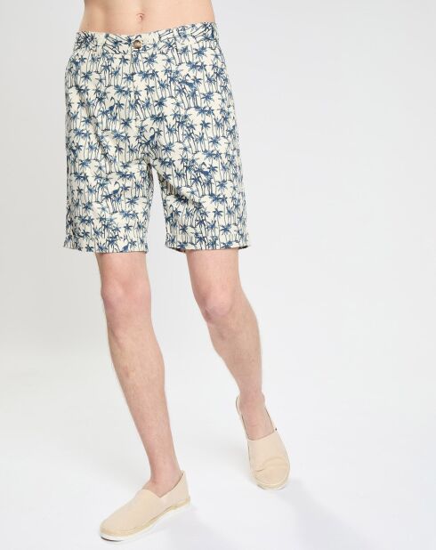 Regular-Fit-Shorts mit Stuart-Palmenmuster in Weiß/Blau