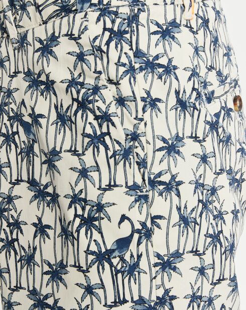 Regular-Fit-Shorts mit Stuart-Palmenmuster in Weiß/Blau