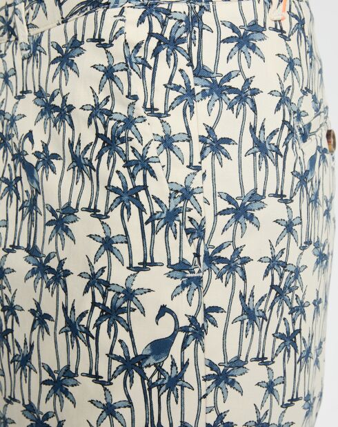 Regular-Fit-Shorts mit Stuart-Palmenmuster in Weiß/Blau