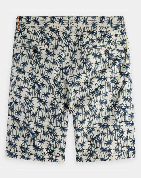 Regular-Fit-Shorts mit Stuart-Palmenmuster in Weiß/Blau