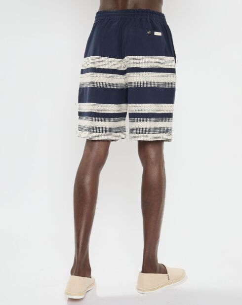 Short en Coton & Lin à rayures multicolore