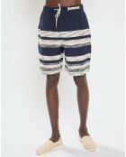 Short en Coton & Lin à rayures multicolore