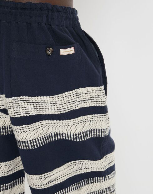 Short en Coton & Lin à rayures multicolore