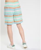 Short en Coton & Lin à rayures bleu marine