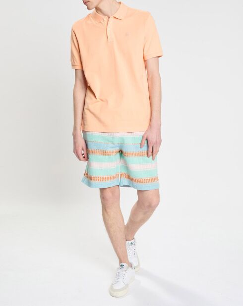 Short en Coton & Lin à rayures bleu marine