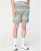 Short en Coton & Lin à rayures bleu marine