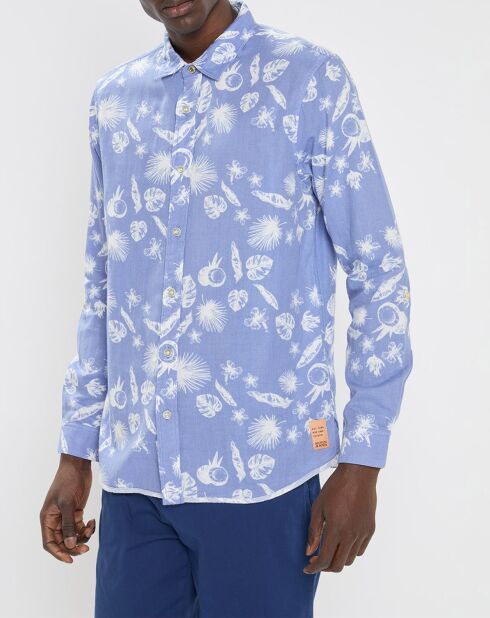 Chemise Regular Fit Hawaï bleu/blanc