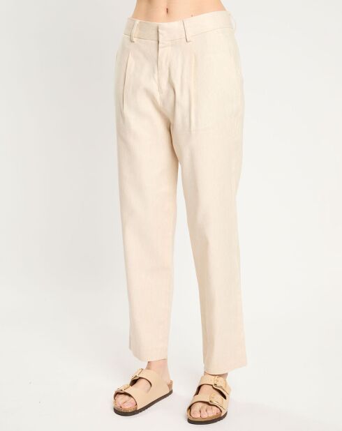 Pantalon en Lin mélangé à pinces écru