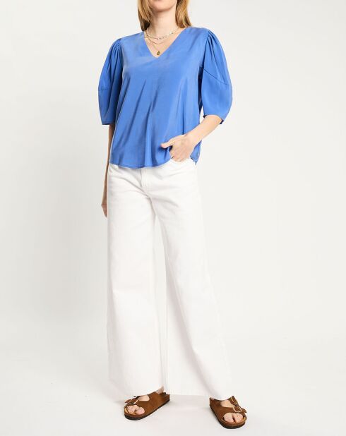 Middelblauwe fluwelen top