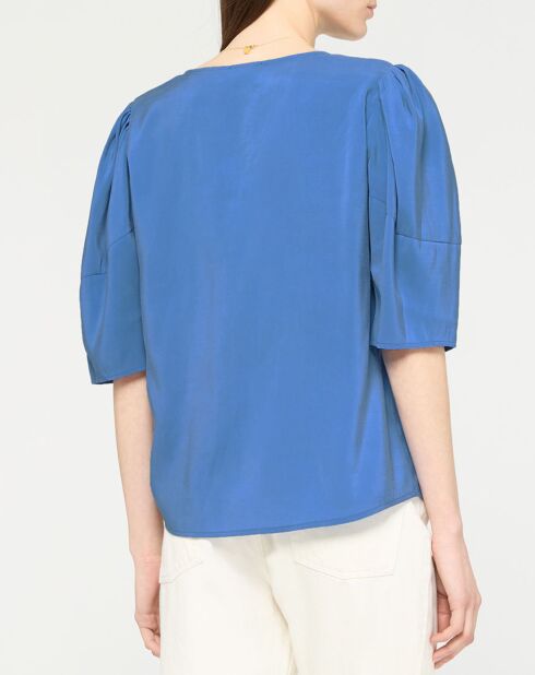 Middelblauwe fluwelen top