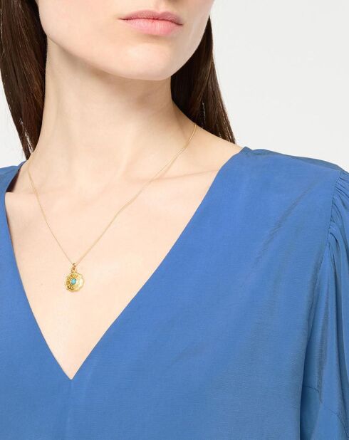 Middelblauwe fluwelen top