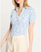 Polo chiné bleu/blanc