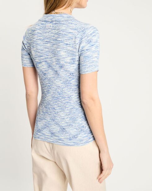 Polo chiné bleu/blanc