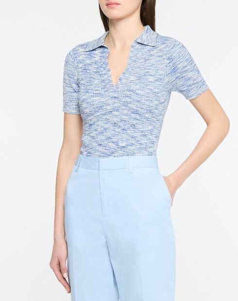 Polo chiné bleu/blanc