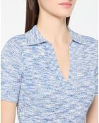 Polo chiné bleu/blanc