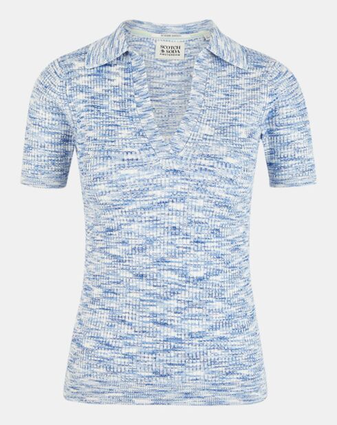 Polo chiné bleu/blanc