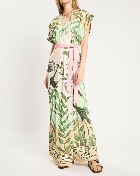 Robe longue imprimée multicolore