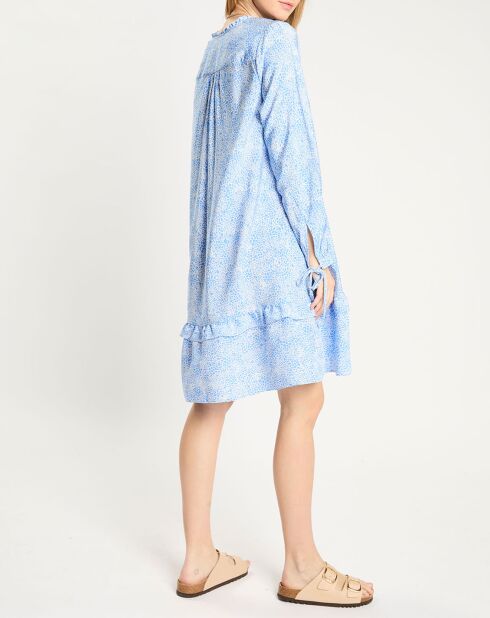 Robe courte à volants bleu/blanc