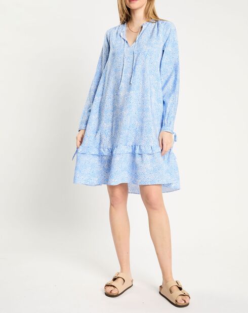 Robe courte à volants bleu/blanc