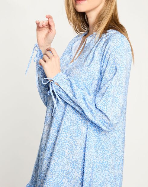 Robe courte à volants bleu/blanc