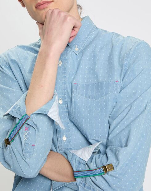 Chemise Regular Fit à pois bleu clair