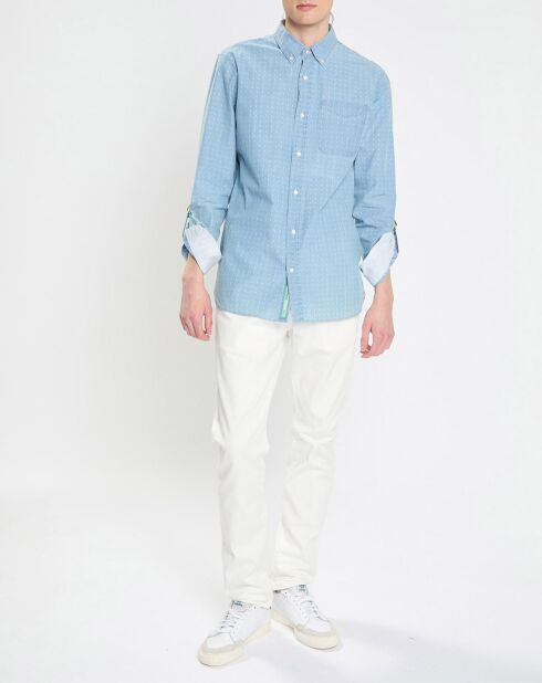 Chemise Regular Fit à pois bleu clair