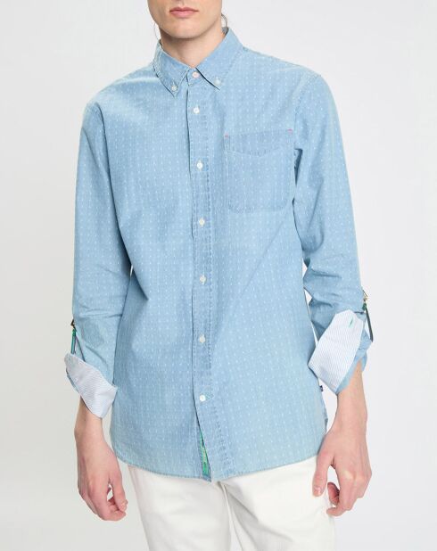 Chemise Regular Fit à pois bleu clair